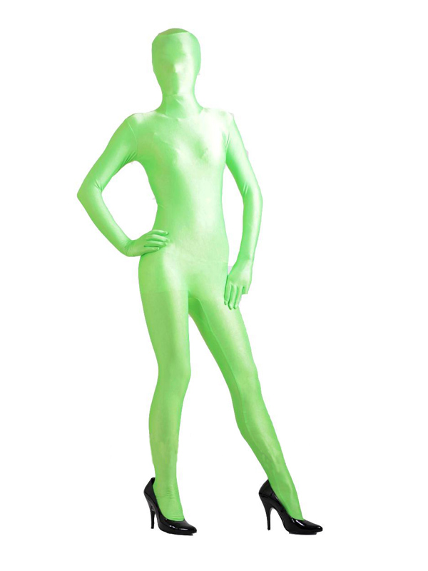 Unisex Light Green Lycra Full Body Zentai Suit - Click Image to Close